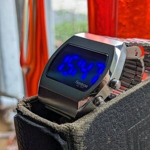 Armitron Griffy watch in Silver/Blue LED, retro looks